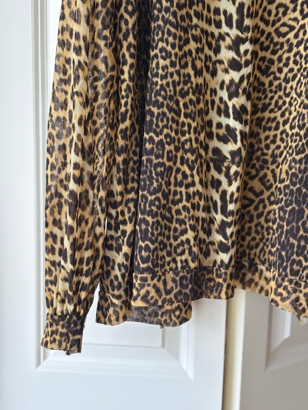 Jean Paul Gaultier Leopard Print Ruffle Open-Front Mesh Top Cardigan - Picture 9 of 12